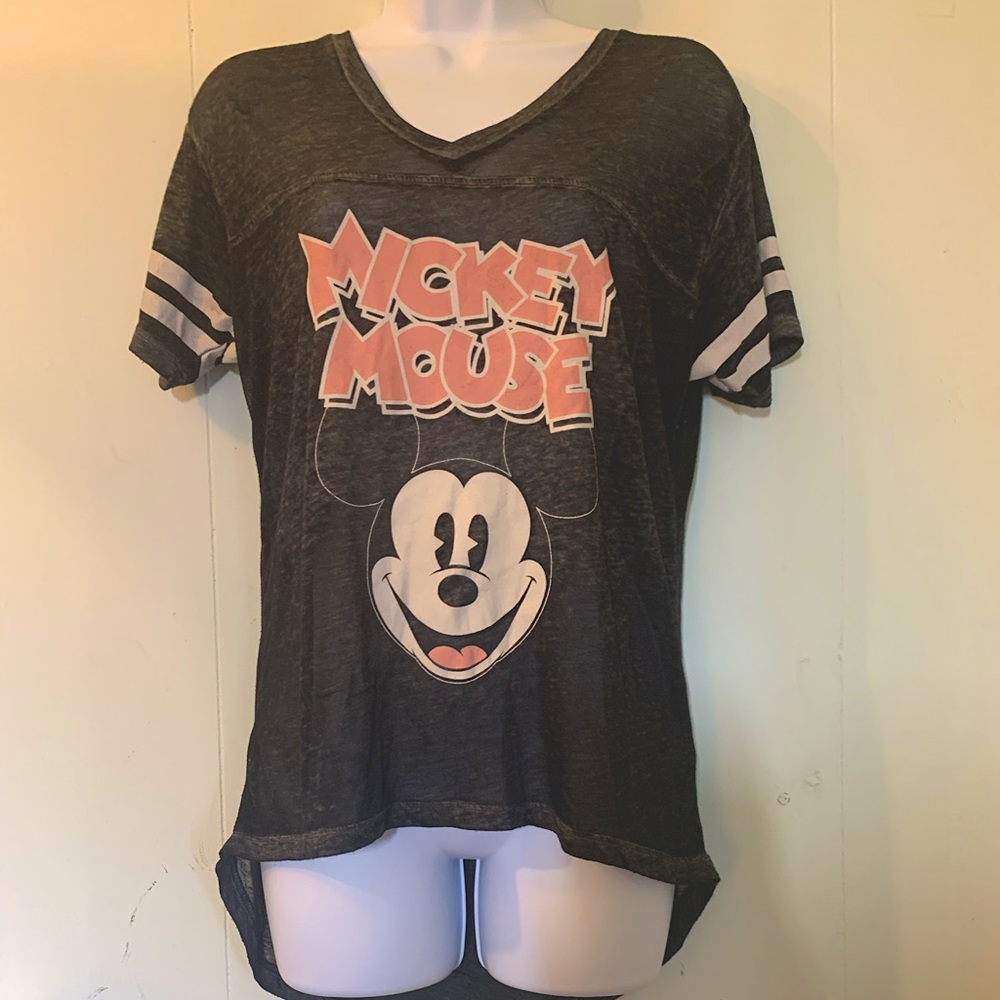 Disney "Mickey Mouse" Graphic V-neck High-low Girls'Juniors T-shirt size M
